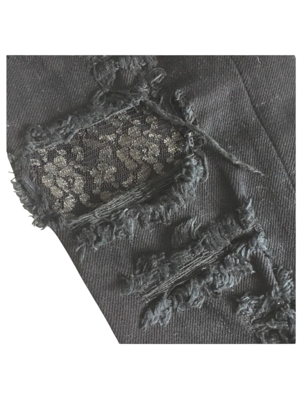 LF Carmar ❉ Skinny Shredded Rips Stretch Jeans ❉ Lace Patches ❉ Jet Black ❉ 25 ❉ - Picture 8 of 16